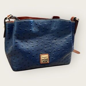 Dooney & Bourke Blue Ostrich Mini Barlow Crossbody Purse Bag